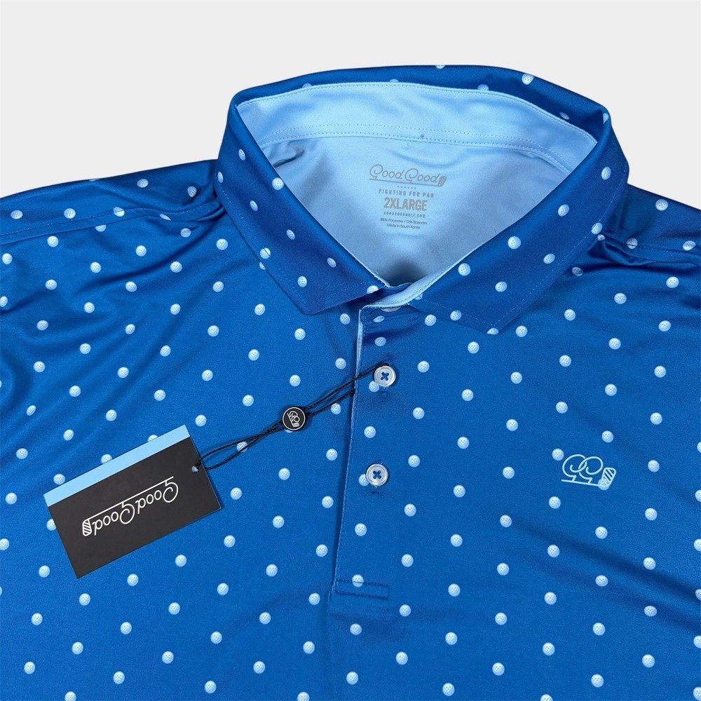 Good Good Golf Performance Polo Shirt Men's Sz 2XL Blue Be The Ball Athletic NWT